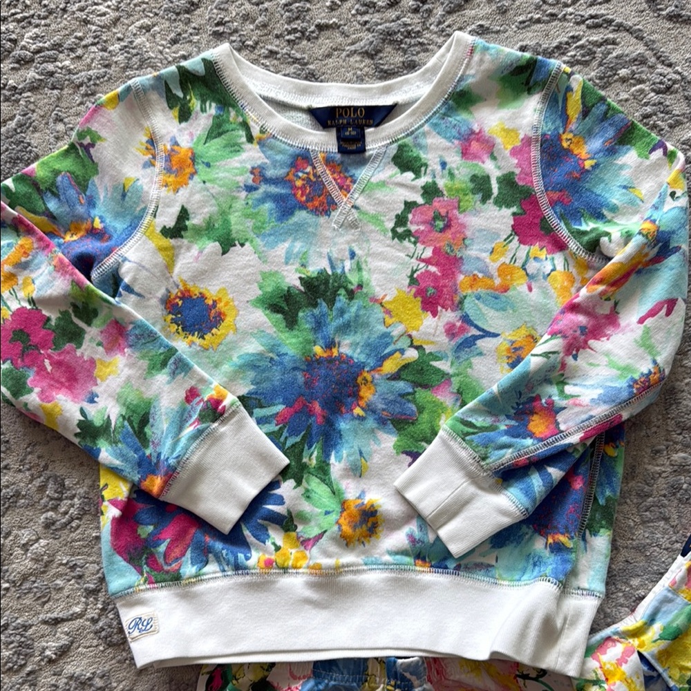Polo Ralph Lauren Multicolor Floral Sweatshirt, leggings and skirt. 8-10 yo girl - Picture 2 of 5